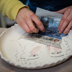 Rebecca Brown working in her studio 2019